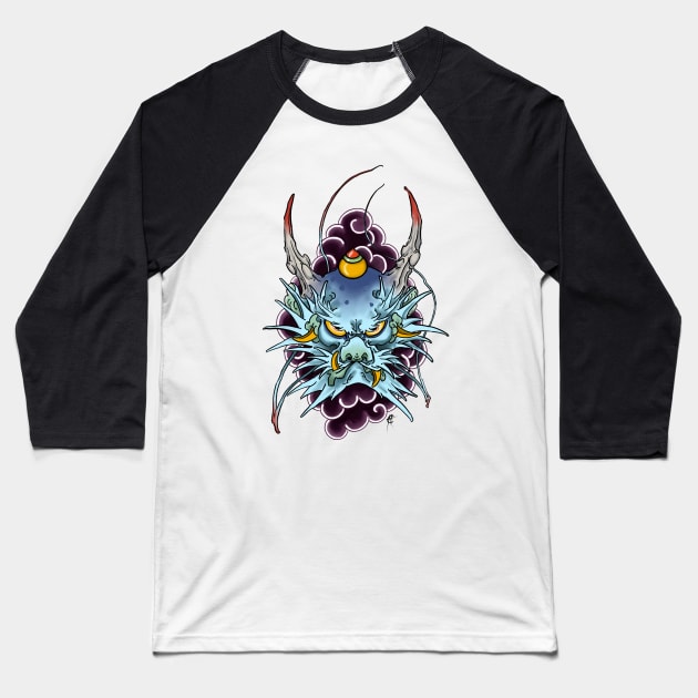 Blue Dragon Baseball T-Shirt by Hori Chou Tattoo